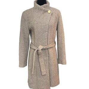 Tahari Wool Blend Coat Cocoa Sand Color Women Size L